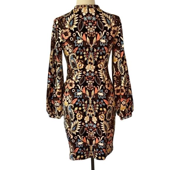 Boden Black Floral Paisley Jersey Knit Dress Women’s 4L Long Sleeve - Picture 3 of 12